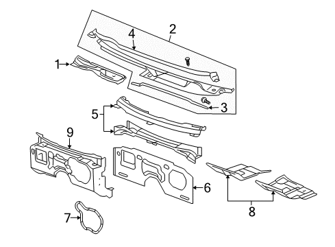 2011 Cadillac STS Cowl Diagram