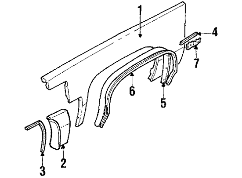 1987 Cadillac Brougham Exterior Trim - Fender Diagram
