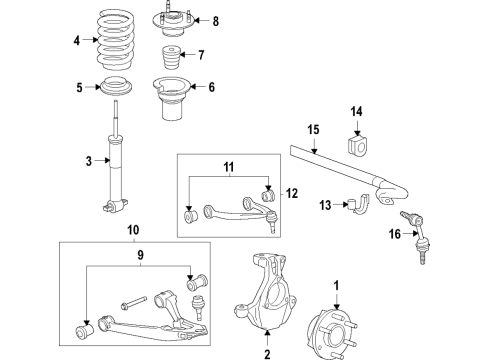 2022 Cadillac Escalade Strut Mount Diagram for 84924424