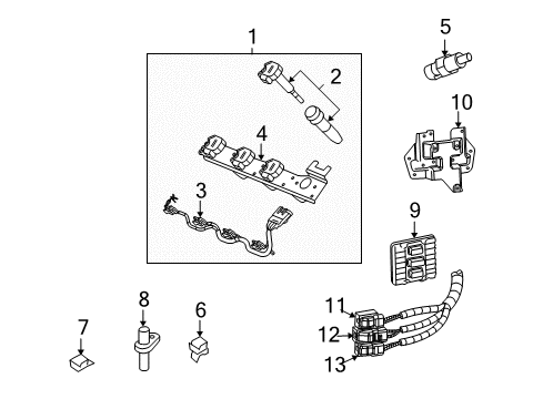 2006 Cadillac XLR Ignition Coil Diagram for 12670154