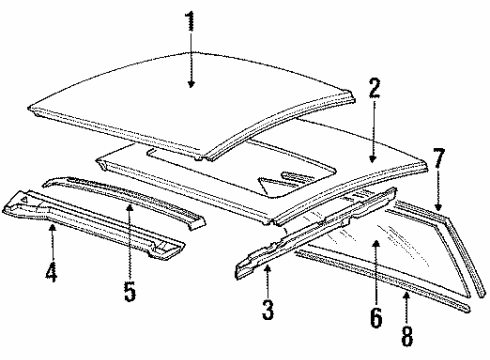 1988 Chevy Cavalier Roof & Components Diagram 2 - Thumbnail
