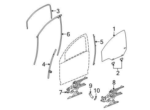 2003 Saturn Ion Window Regulator, Front Passenger Side Diagram for 15899052
