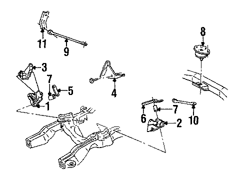 1993 Chevy S10 Transmission Mount Brace, Driver Side Diagram for 15598569