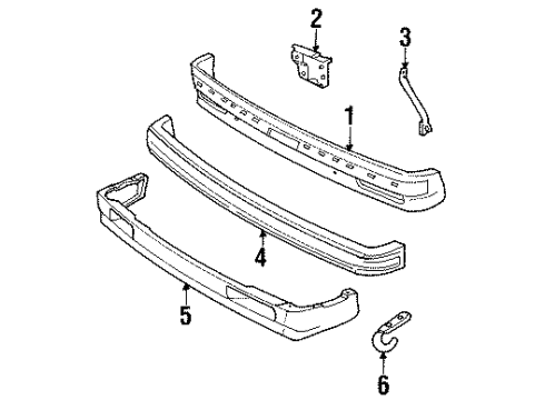 1992 Chevy S10 Blazer Bumper & Components - Front Diagram