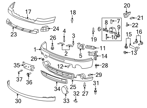 2007 GMC Sierra 1500 Fender Bolt Diagram for 11570136