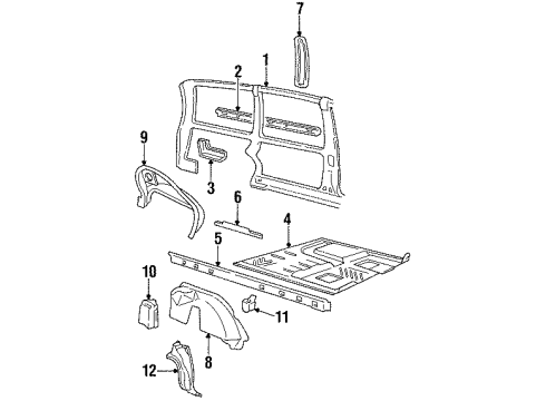 1994 Chevy Lumina APV Inner Components - Side Panel Diagram