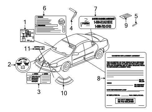 2004 Pontiac Grand Prix A/C Label Diagram for 10309117