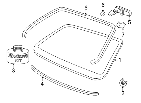 2002 Pontiac Bonneville Glass - Windshield Diagram