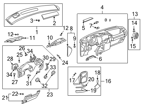 2001 Pontiac Aztek Caution Label Diagram for 10447127