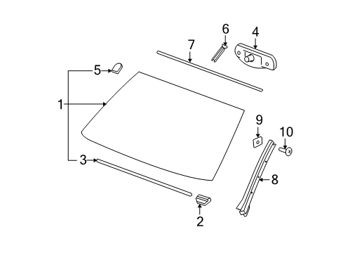 2011 Chevy Suburban 2500 Glass - Windshield Diagram