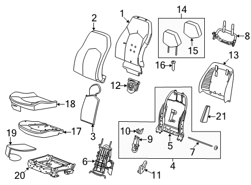 2012 Cadillac CTS Driver Seat Components Diagram 2 - Thumbnail