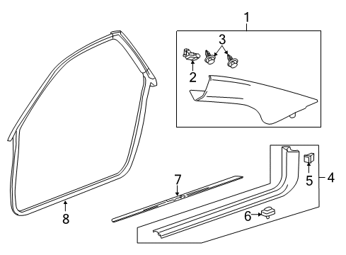 2015 Cadillac CTS Interior Trim - Pillars Diagram
