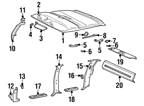 1994 Chevy C2500 Rear Glass Molding Diagram for 15675967