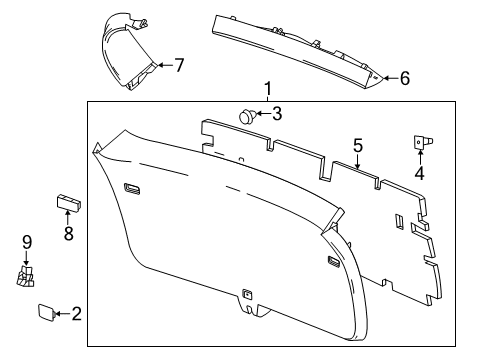2025 Cadillac XT6 Interior Trim - Lift Gate Diagram