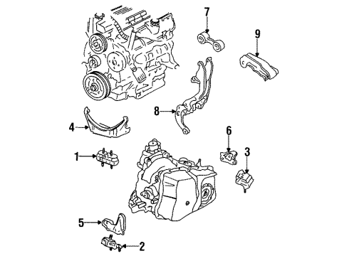 1995 Oldsmobile Cutlass Ciera Engine & Trans Mounting Diagram 2 - Thumbnail