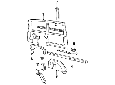 1990 Pontiac Trans Sport Panel Bracket Diagram for 10127646