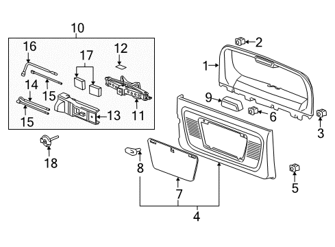 2010 Hummer H3 Interior Trim - Back Door Diagram