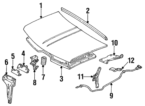 1997 Chevy C2500 Suburban Hood & Components Diagram
