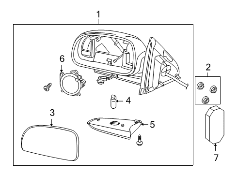 2004 Buick Rainier Mirror Assembly, Rear Passenger Side Diagram for 15789792