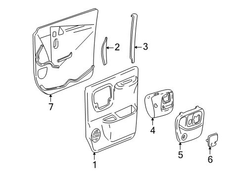 2002 GMC Savana 3500 Interior Trim - Front Door Diagram