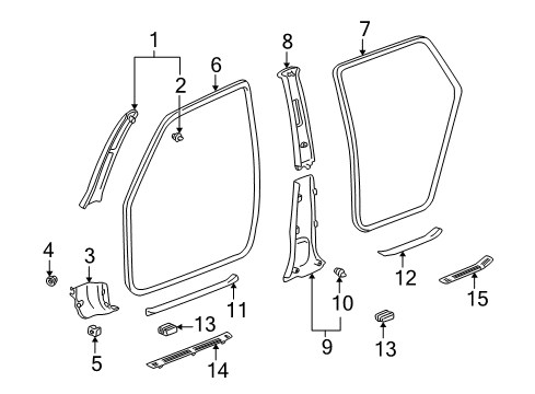 2003 Pontiac Vibe Interior Trim - Pillars Diagram