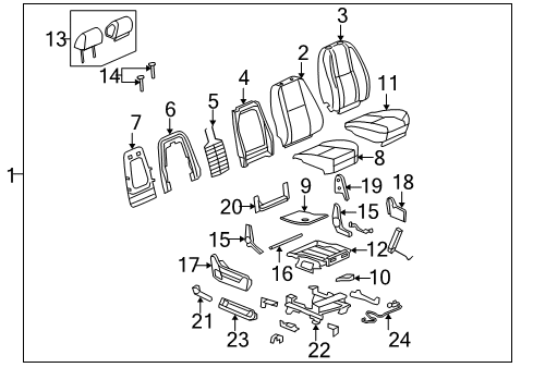 2007 Chevy Silverado 2500 HD Front Seat Components Diagram 14 - Thumbnail