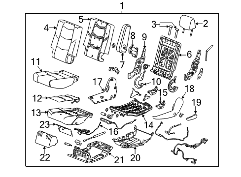 2019 GMC Yukon Seat Back Pad, Rear Diagram for 23470759