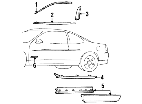 1997 Pontiac Grand Prix Exterior Trim - Door Diagram
