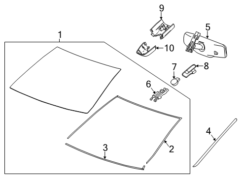 2015 Cadillac CTS Glass - Windshield Diagram 2 - Thumbnail