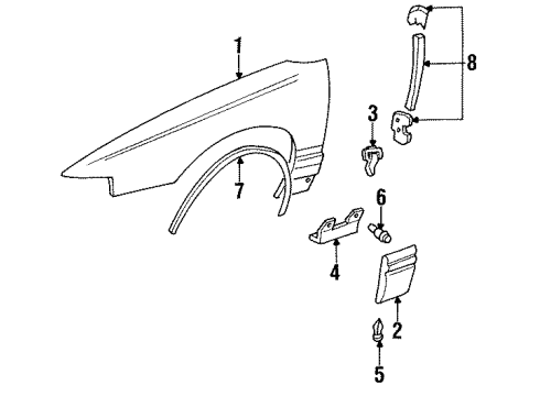 1992 Oldsmobile Custom Cruiser Fender & Components Diagram