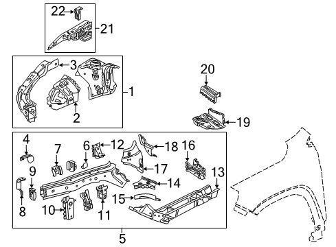 2023 GMC Terrain Upper Rail Assembly Bracket, Front Driver Side Diagram for 23169452