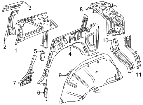2025 Cadillac ESCALADE IQ Inner Components - Quarter Panel Diagram