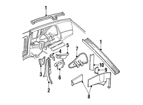 1992 Pontiac Firebird Guide Plate Brace, Driver Side Diagram for 12522847