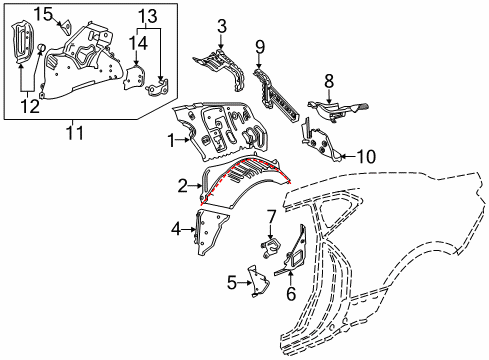 2017 Chevy Camaro Rear Reinforcement, Inner Driver Side Diagram for 23150730