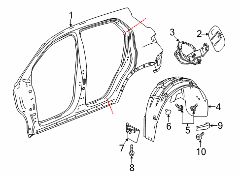 2024 GMC Terrain Quarter Panel & Components Diagram