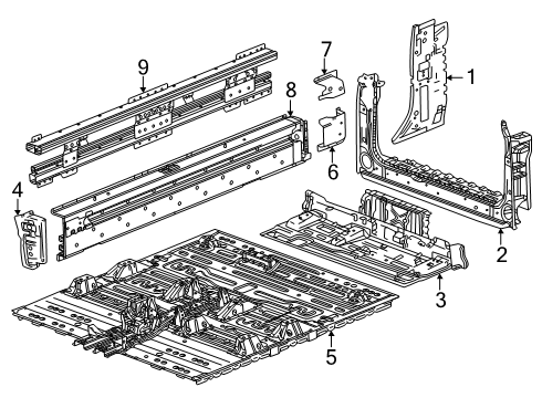 2024 GMC Sierra EV Rear Floor & Rails Diagram