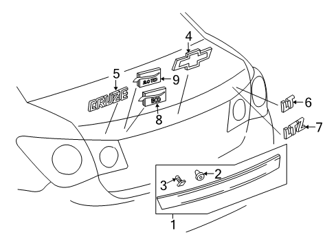 2011 Chevy Cruze Exterior Trim - Trunk Diagram