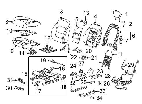 2024 Chevy Traverse Limited Heater, Front/Rear Seat Heater Diagram for 87869749