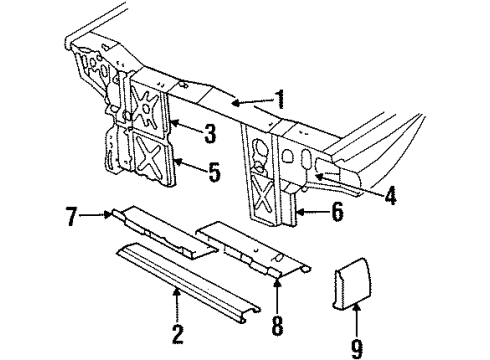 1986 Cadillac Cimarron Radiator Support Diagram