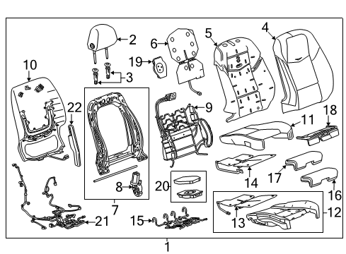 2016 Cadillac CTS Headrest, Black, Front Diagram for 23248110