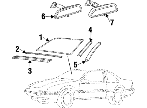 1990 Chevy Beretta Glass - Windshield Diagram