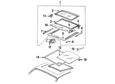 1991 Oldsmobile 98 Glass Diagram for 12536413