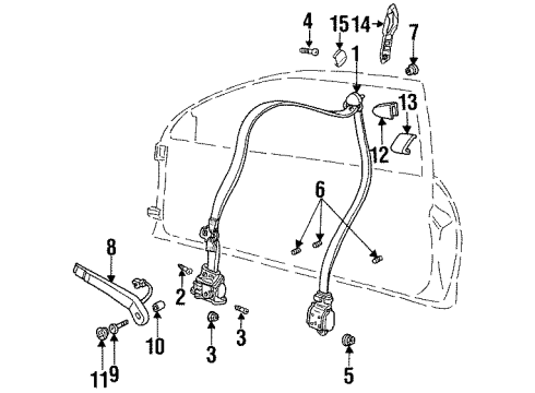 1993 Oldsmobile Achieva Belt & Retractor Mount Bolt, Rear Diagram for 20247351