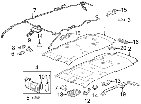 2019 GMC Acadia Grip Handle, Gray, Rear Diagram for 84157202