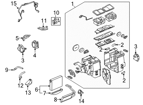 2009 Cadillac SRX A/C Evaporator & Heater Components Diagram
