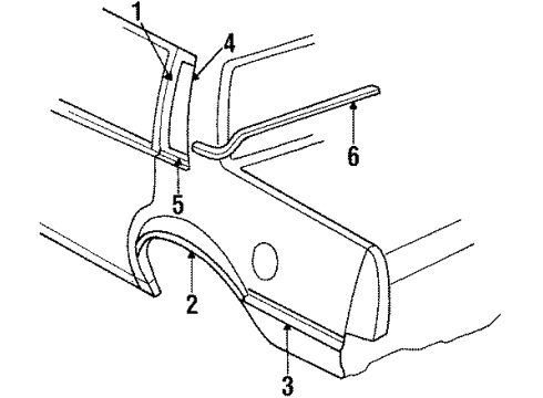 1984 Chevy Celebrity Body Side Molding, Black, Front Diagram for 20410838