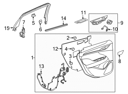 2018 Buick LaCrosse Interior Trim - Rear Door Diagram