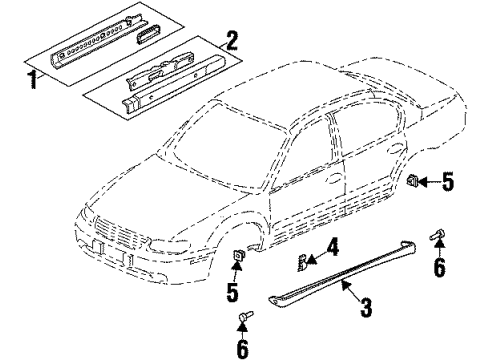 1998 Oldsmobile Cutlass Floor & Rails Diagram