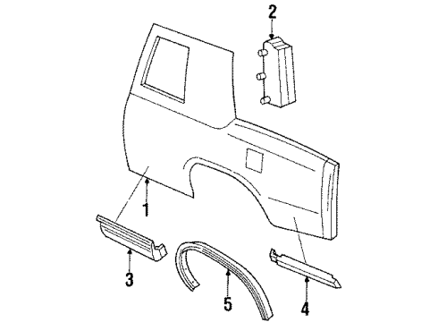 1986 Cadillac Fleetwood Exterior Trim - Quarter Panel Diagram