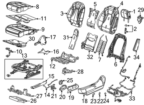 2024 Buick Envision Module, Seat Adjuster/Recliner Diagram for 13558154